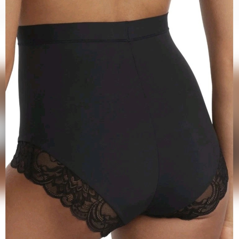 Maidenform Cool Comfort Firm Shapewear Mid Brief Plus 2X Black Ruffle Lacey Nwt